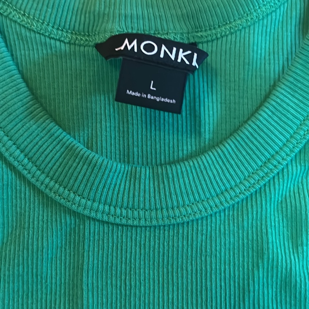 Monki Ribbed Racer Tank in Green - Picture 2 of 5